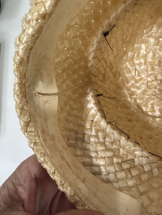 Vintage 1950\'s Beige Straw Womens Hat With Black Accent Woven Design Mid-Century main image 14
